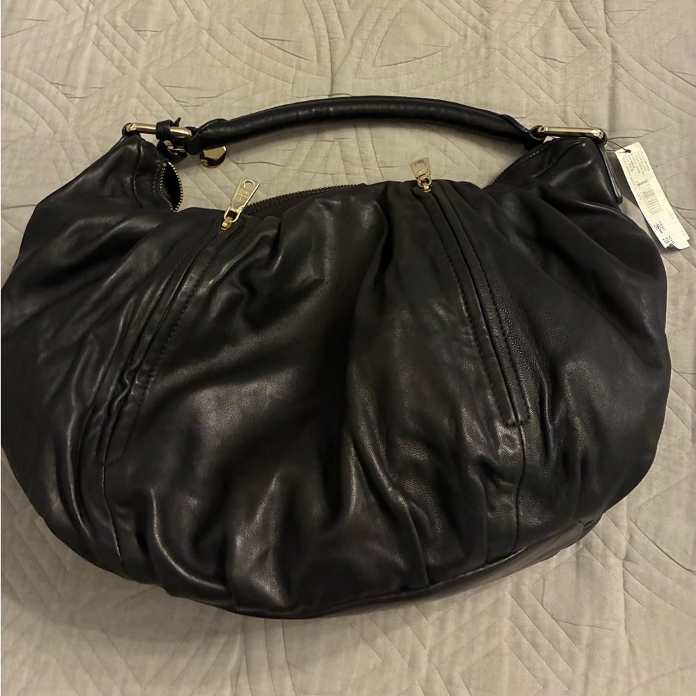 DKNY Black Leather Hobo Bag